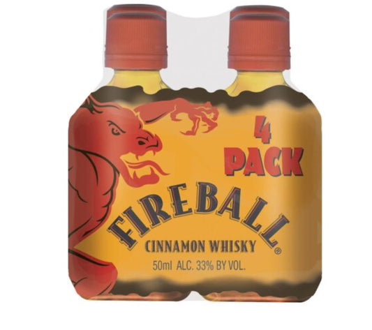 FIREBALL CINNAMON FLAVORED WHISKY  4 PACK 50ML